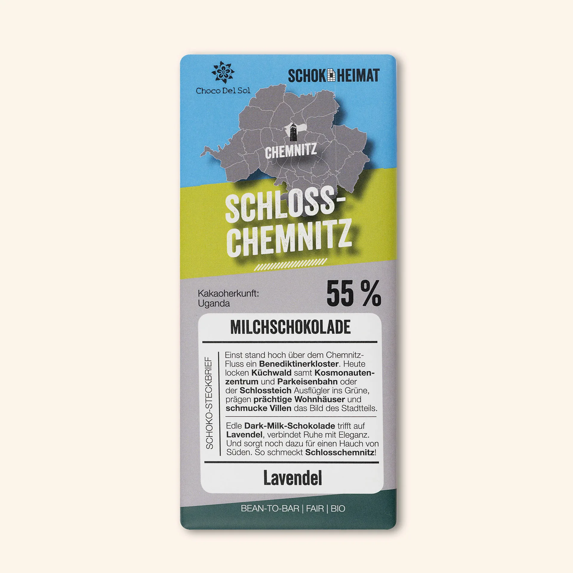 Bean-to-Bar Schokolade Schloss Chemnitz Bio von Choco Del Sol Produkt Vorderseite