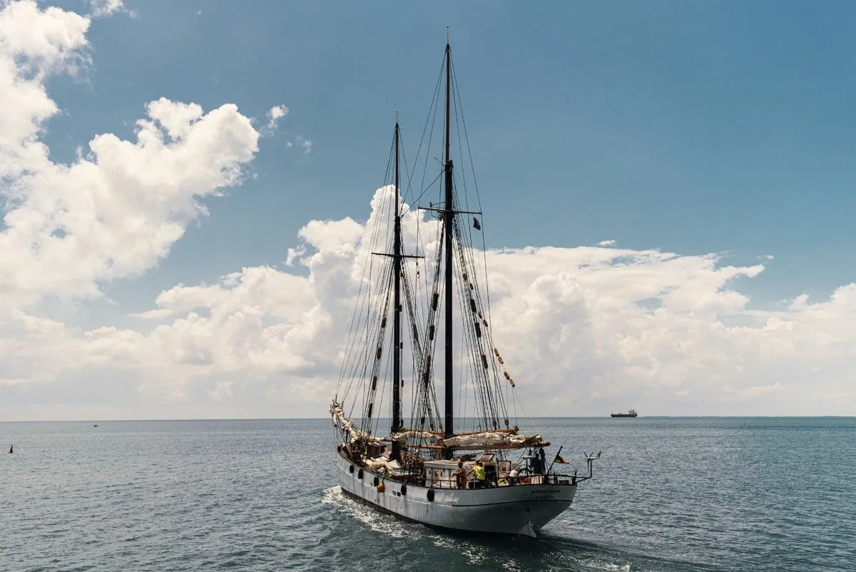 Kakao von Choco Del Sol wird mit dem Segelfrachtschiff AVONTUUR über das Meer nach Hamburg transportiert.